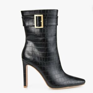 Journee Collection ELANIE BLACK ZIP UP BOOTIE IN FAUX CROCO US 8   NWOT